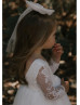 Ivory Lace Tulle Scoop Back Flower Girl Dress